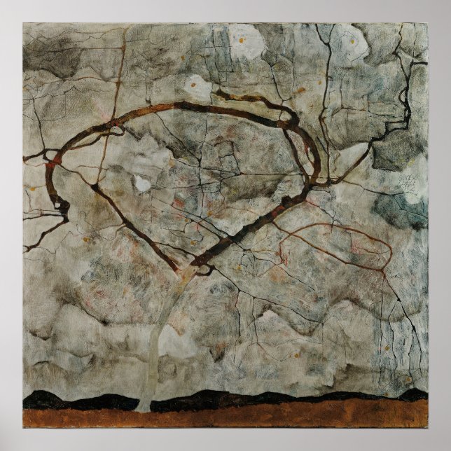 Schiele - Autumn Tree In Stirred Air (Winter Tree) Poster (Front)