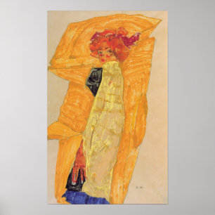 Schiele - Gerti In Front Of Ochre Drapery 1910 Poster