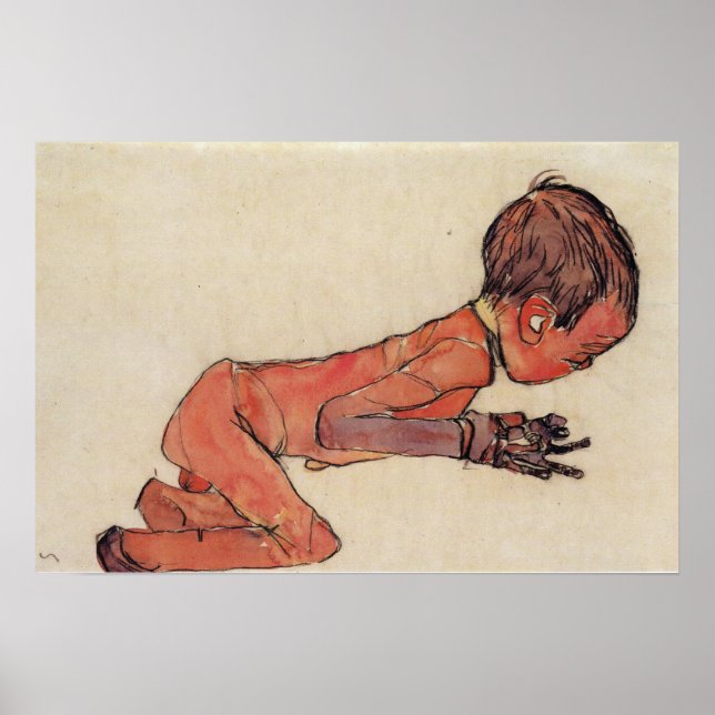 Schiele - Newborn With Legs Drawn Up 1910 Poster (Front)