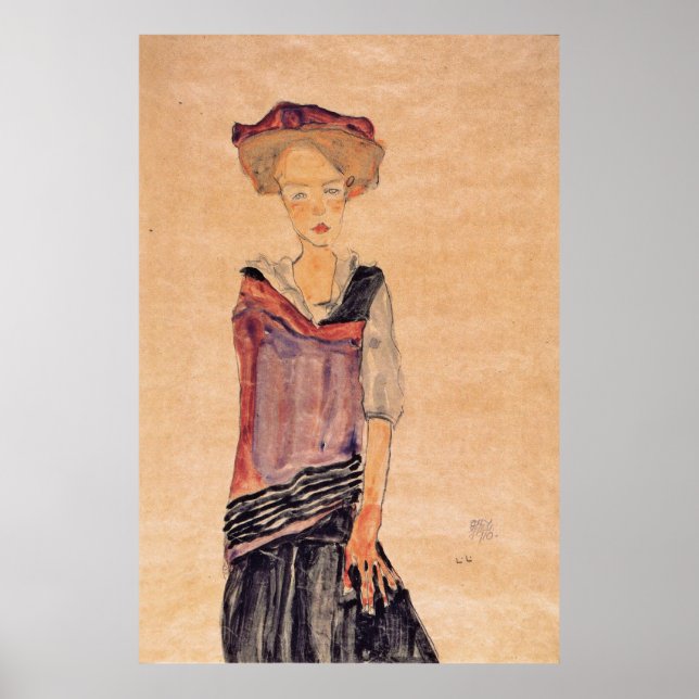 Schiele - Standing Girl 1910 Poster (Front)