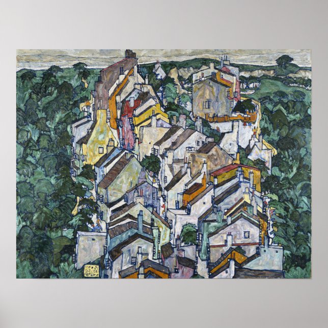 Schiele - Town Among Greenery (The Old City) Poster (Front)