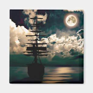Schiff bei Vollmond Magnet
