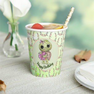 Schildkröte mit Blume Paper Cups