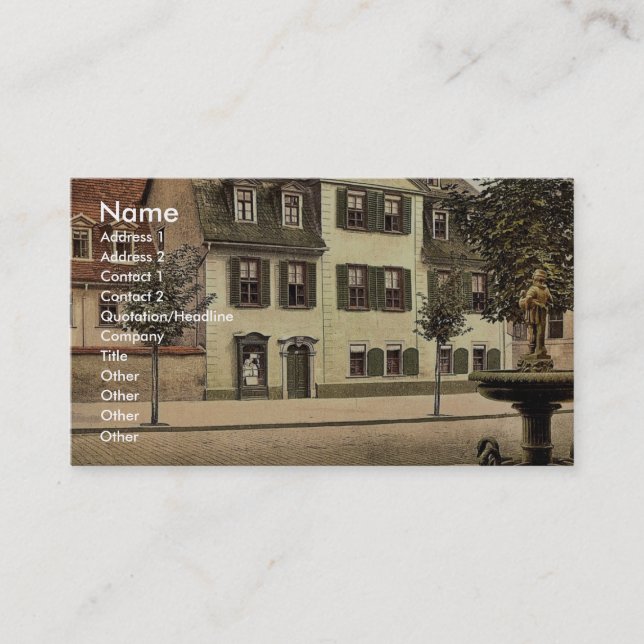 Schiller's House, Weimar, Thuringia, Germany rare Business Card (Front)