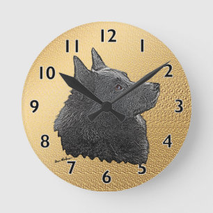 Schipperke Art Round Clock