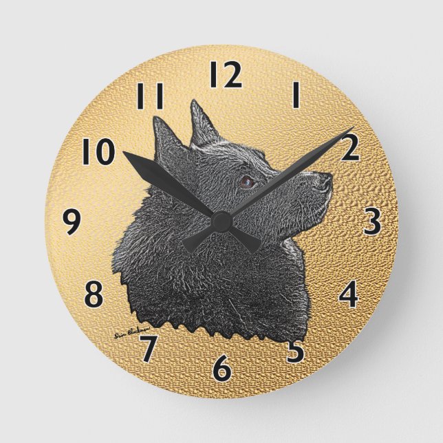 Schipperke Art Round Clock (Front)