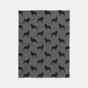 Schipperke Dog Breed Silhouettes Pattern Fleece Blanket