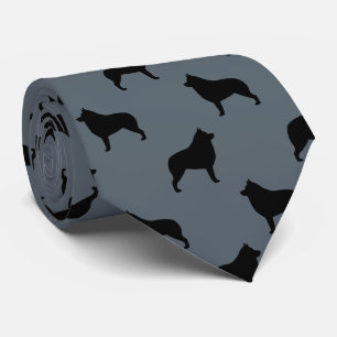 Schipperke Dog Breed Silhouettes Pattern Tie
