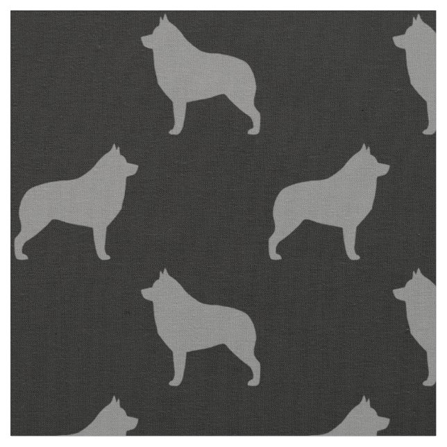 Schipperke Dog Breed Silhouettes Patterned Fabric (Close Up)
