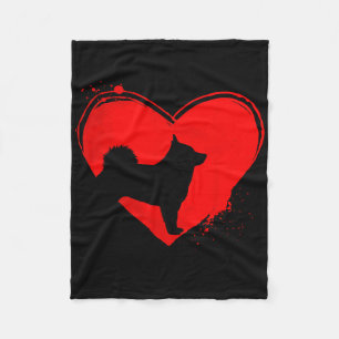 Schipperke Dog Heart Shape Valentine Dog Lovers Fleece Blanket