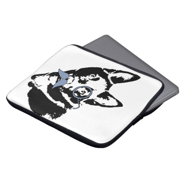Schipperke Dog with Moustache Laptop Sleeve (Front Top)