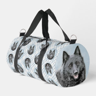Schipperke Painting Black Cute Original Dog Art Duffle Bag