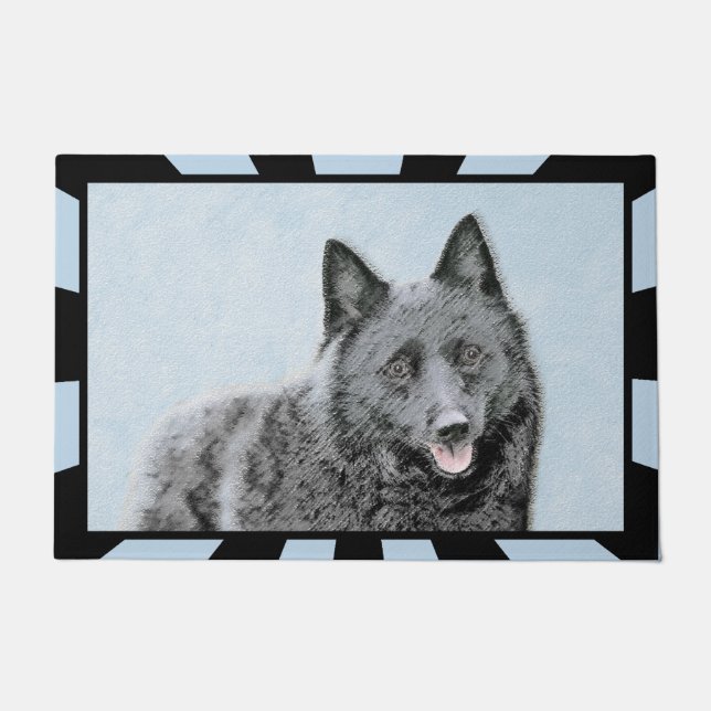 Schipperke Painting - Cute Original Dog Art Doormat (Front)