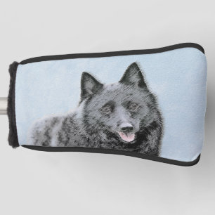 Schipperke Painting - Cute Original Dog Art Golf Head Cover