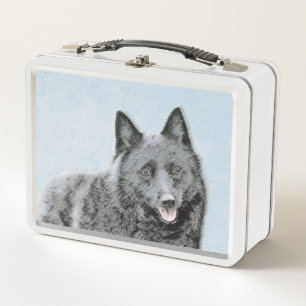 Schipperke Painting - Cute Original Dog Art Metal Lunch Box