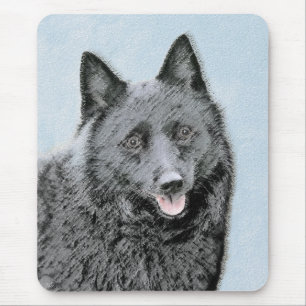 Schipperke Painting - Cute Original Dog Art Mouse Pad