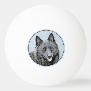 Schipperke Painting - Cute Original Dog Art Ping Pong Ball