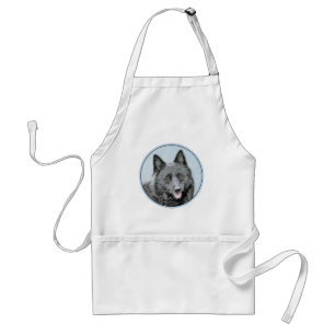Schipperke Painting - Cute Original Dog Art Standard Apron