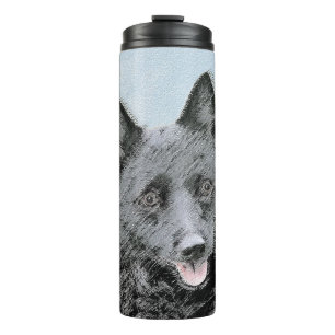 Schipperke Painting - Cute Original Dog Art Thermal Tumbler
