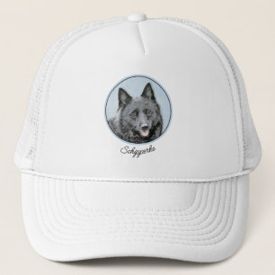 Schipperke Painting - Cute Original Dog Art Trucker Hat