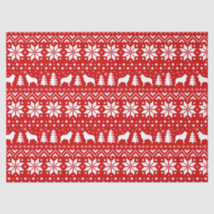 Schipperke Silhouettes Christmas Pattern Red Tissue Paper