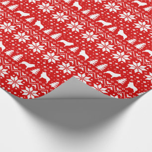 Schipperke Silhouettes Dogs Christmas Holiday Wrapping Paper