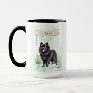 Schipperke Watercolor Personalised Dog Mug
