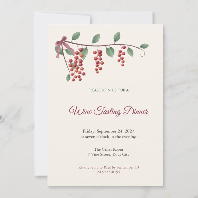 Schisandra Vine Wine Tasting Dinner Invitation (Front)