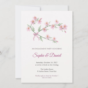 Schizanthus Pink Engagement Party Invitation