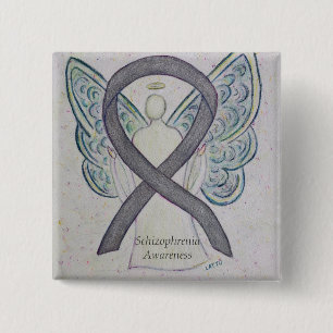Schizophrenia Awareness Ribbon Angel Custom Pins