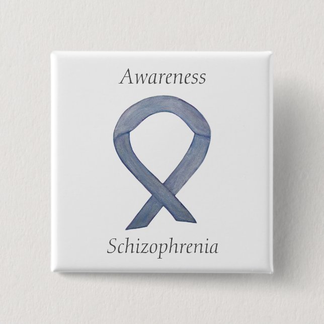 Schizophrenia Awareness Ribbon Custom Pins (Front)