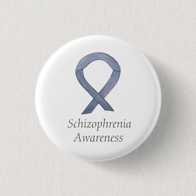Schizophrenia Awareness Ribbon Custom Pins (Front)