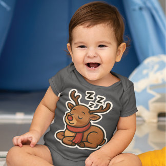 Schlafendes Rentier mit Schal Baby Bodysuit