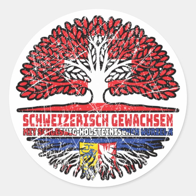 Schleswig-Holstein Schweizer Schweiz Baum Classic Round Sticker (Front)
