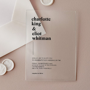 Schlicht modern, bold  acrylic invitations