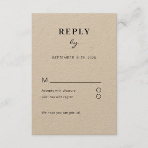 Schlicht moderne RSVP Begleitkarte Enclosure Card
