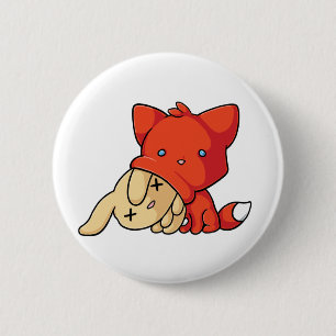 SCHLUP Fox Eating Rabbit 6 Cm Round Badge
