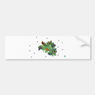 Schmetterlinge mit Blätter, Regentropfen, Perlen Bumper Sticker