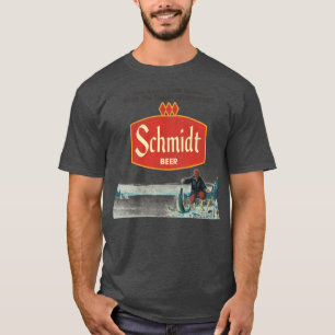 Schmidt Beer Retro Defunct Ice Fishing Nature Scen T-Shirt