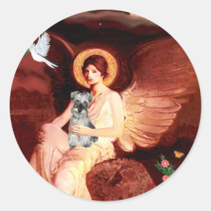 Schnauzer 1N - Seated Angel Classic Round Sticker
