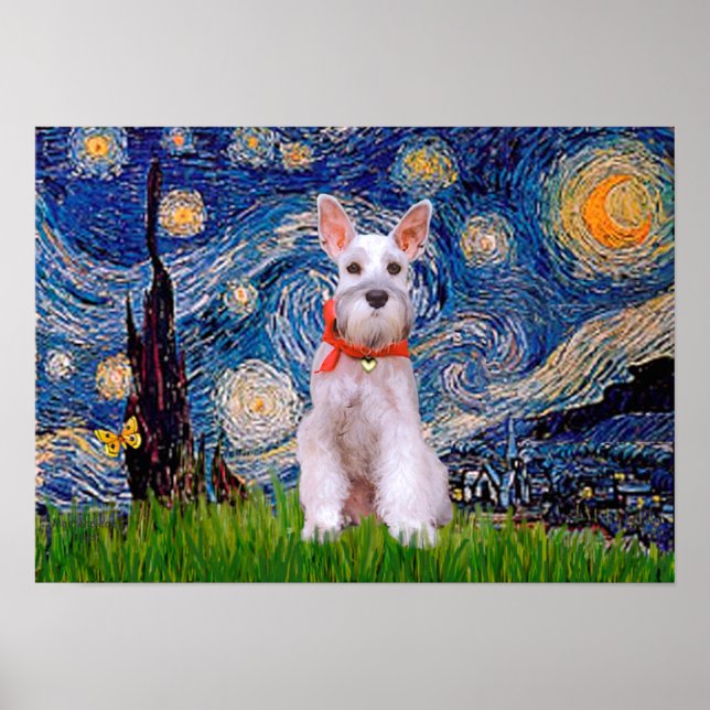 Schnauzer 9 - Starry Night Poster (Front)