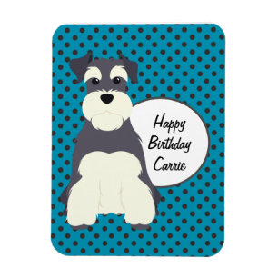 Schnauzer and Polka Dots Birthday Magnet