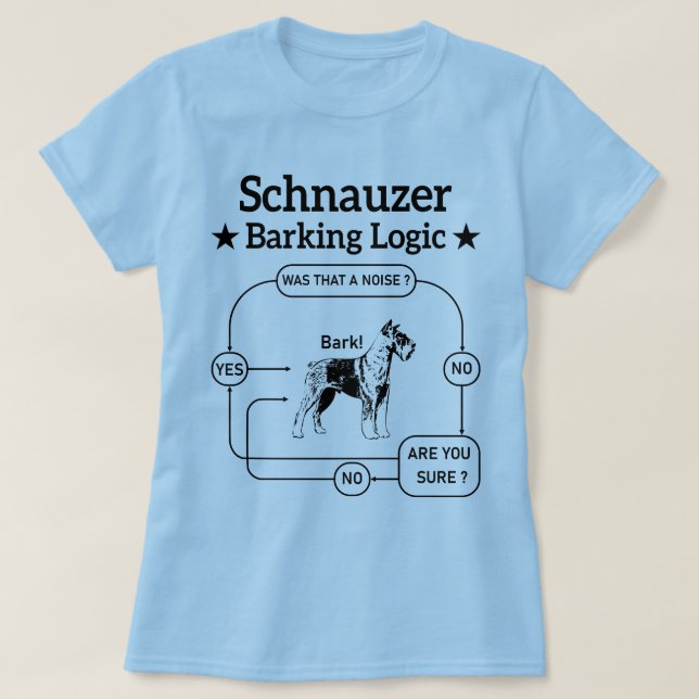 Schnauzer Barking Logic Cool Dog Pet Lover Sarcasm T-Shirt (Design Front)