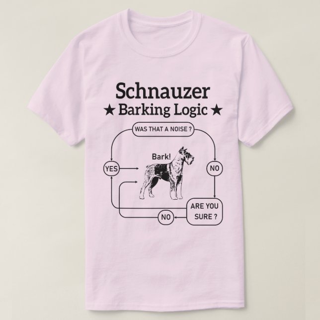 Schnauzer Barking Logic Cool Dog Pet Lover Sarcasm T-Shirt (Design Front)
