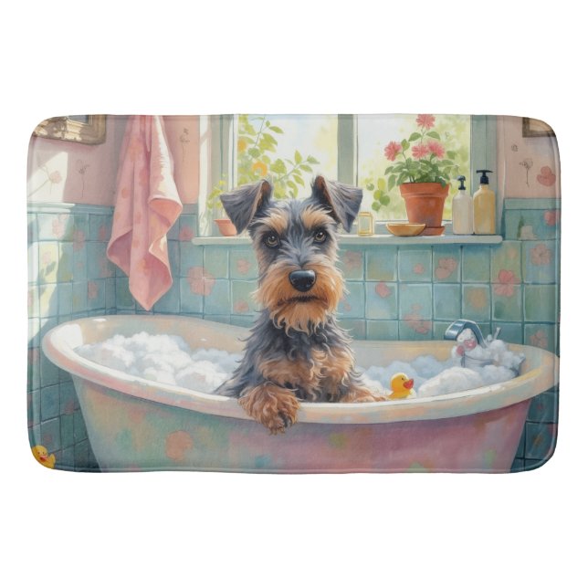 Schnauzer Bath Time Cute Bathroom Decor Mat (Front)