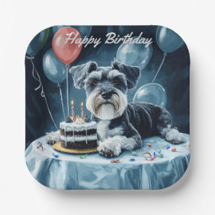 Schnauzer Birthday Paper Plate