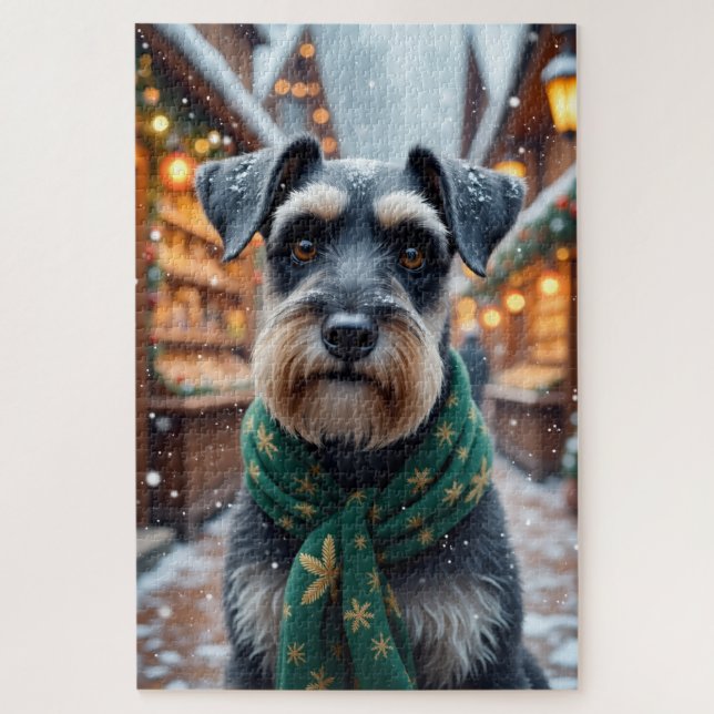 Schnauzer Christmas Art Jigsaw Puzzle (Vertical)