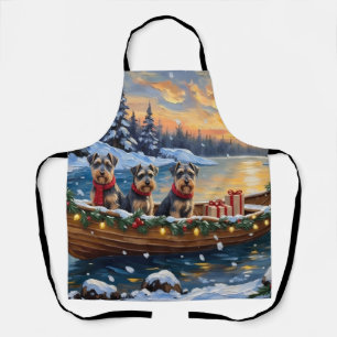 Schnauzer Christmas Boat Holiday Apron