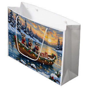 Schnauzer Christmas Boat Holiday Large Gift Bag