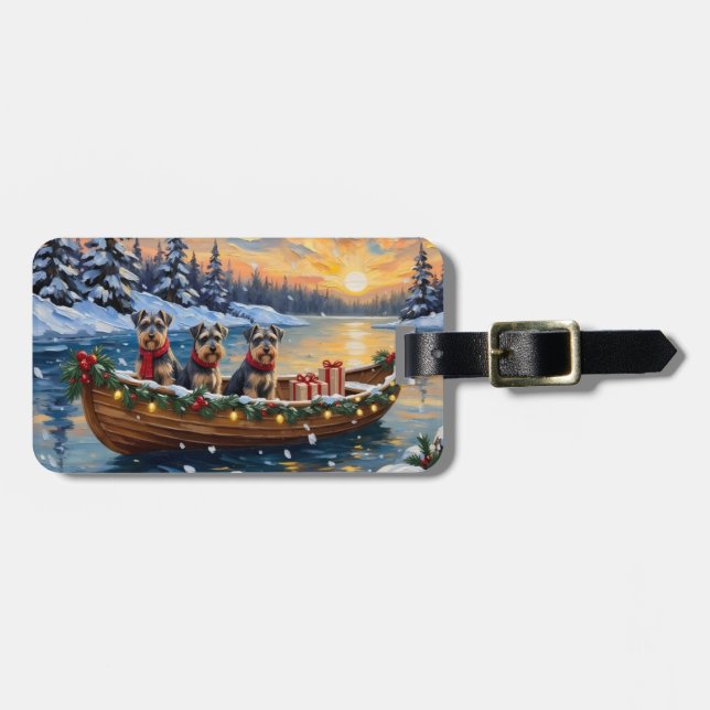 Schnauzer Christmas Boat Holiday Luggage Tag (Front Horizontal)